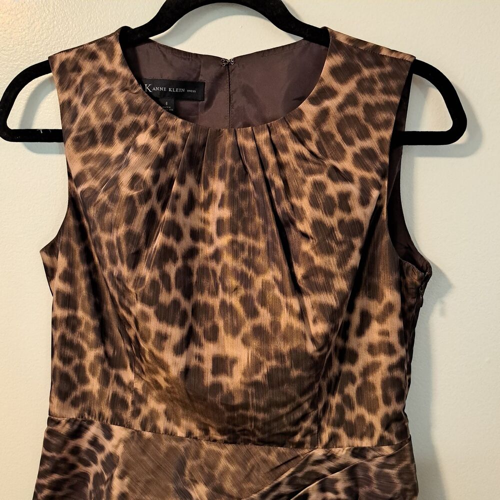 Anne Klein Womens Brown & Black Leopard Print Sleeveless Sheath Dress Size 6 - Picture 4 of 9